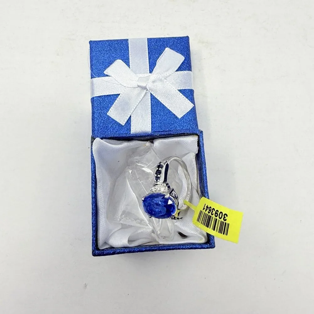 Shop LC Cornflower Blue Quartz Size 10 Ring Platinum Over‎ Sterling Silver 5373